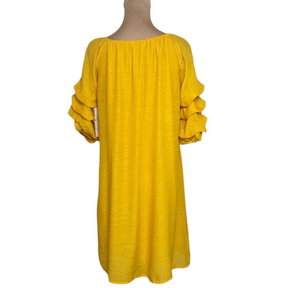 Indigo Rose gauze sunflower yellow sundress tiered balloon sleeves - XL - Picture 2 of 5